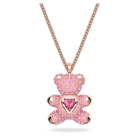 swarovski teddy bear necklace pink.